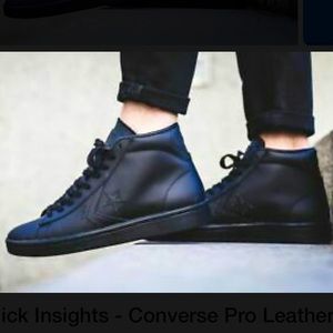 Men Converse Pro Leather Mid 76 Black/Black